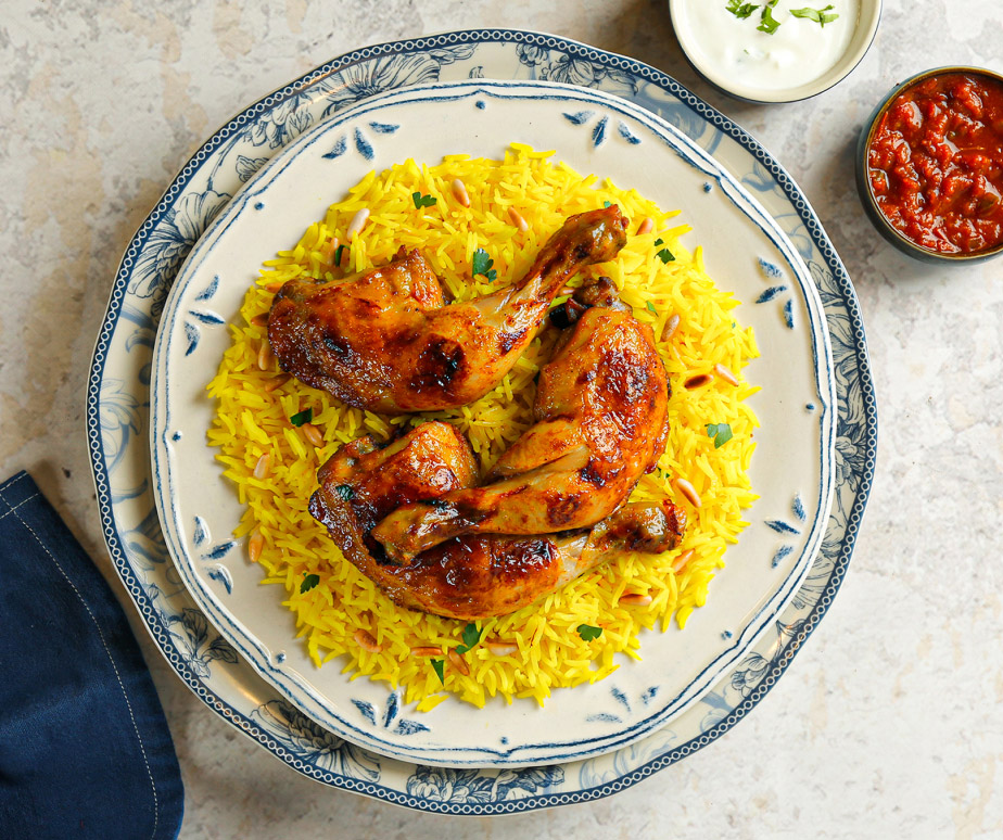 Arabic Mandi Chicken Rice cuisine replica food display Dubai
